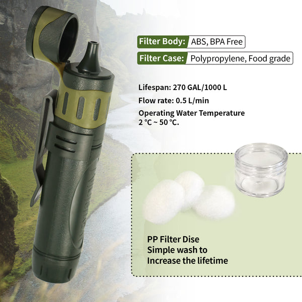 Water filter Eco portable - for hiking and emergency use