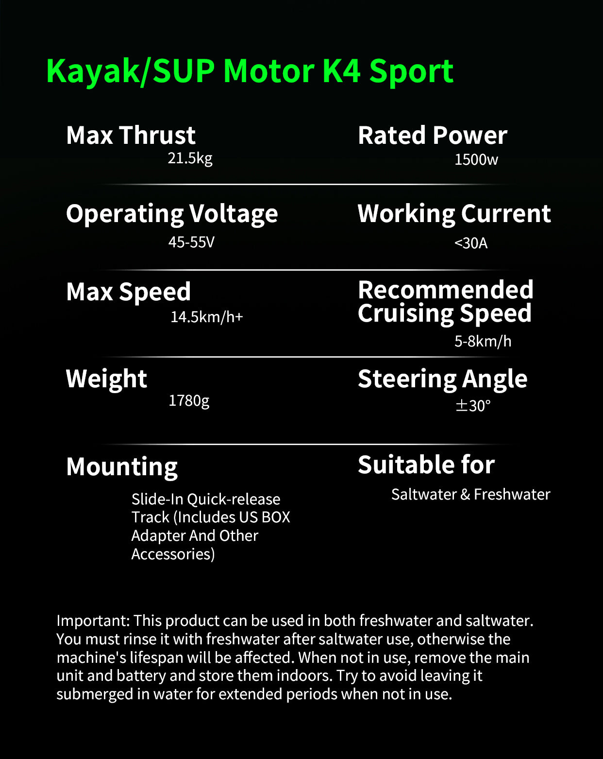 EDGE K4 electric motor for SUP and kayak